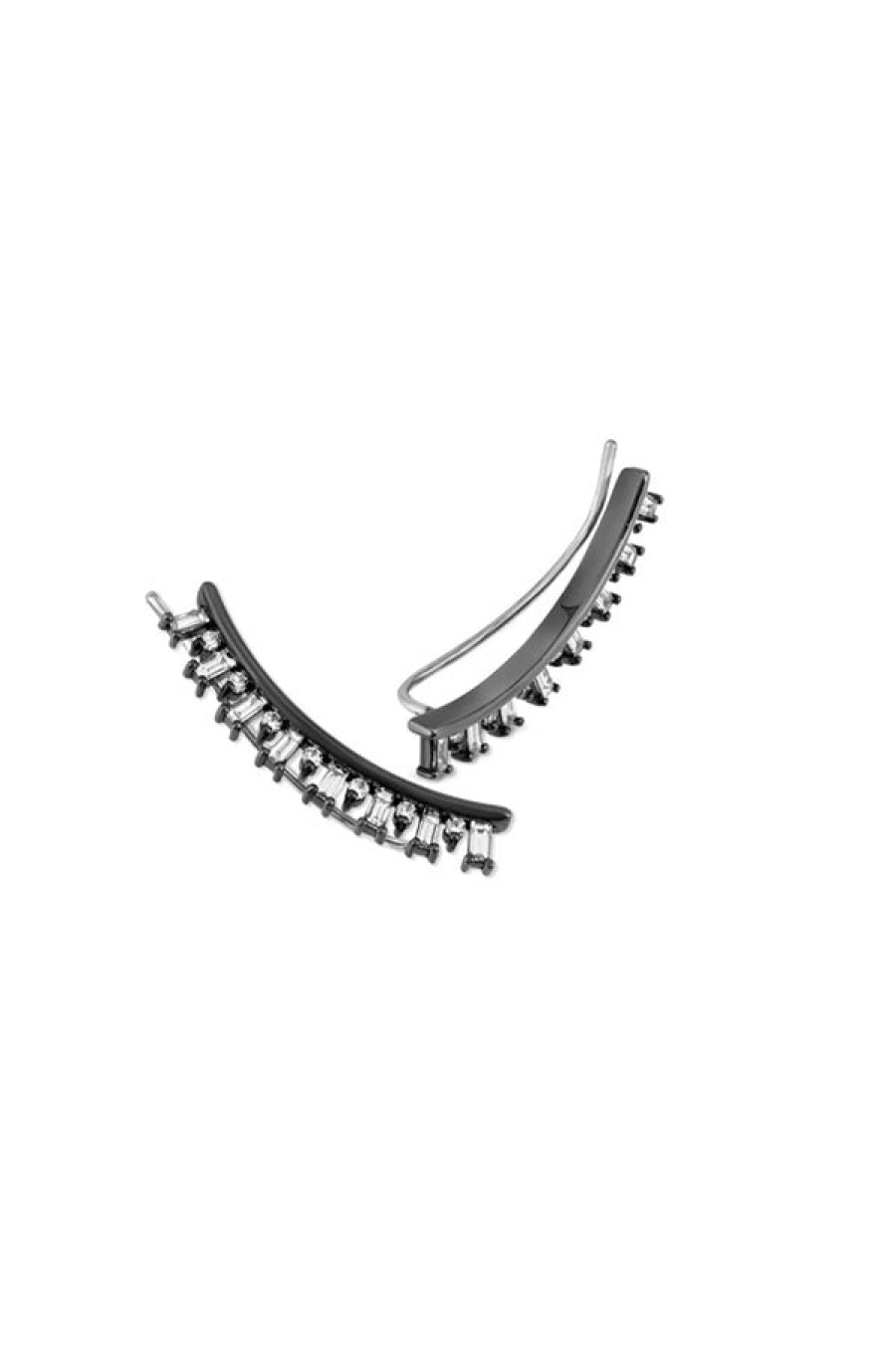 Nancy Newberg | Ruthenium Plated Silver Baguette Diamond Ear Climbers