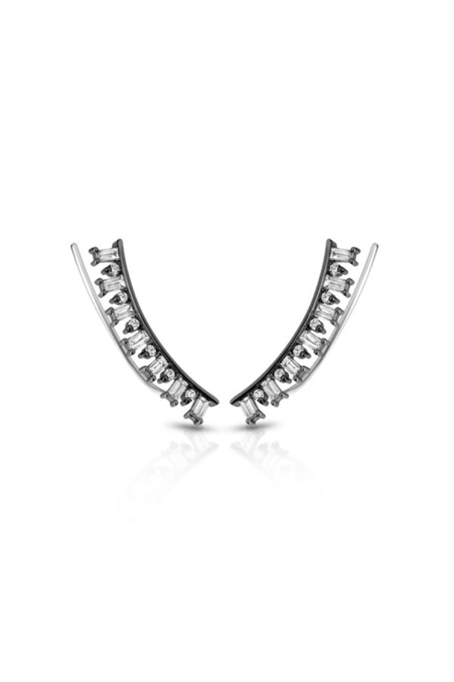 Nancy Newberg | Ruthenium Plated Silver Baguette Diamond Ear Climbers