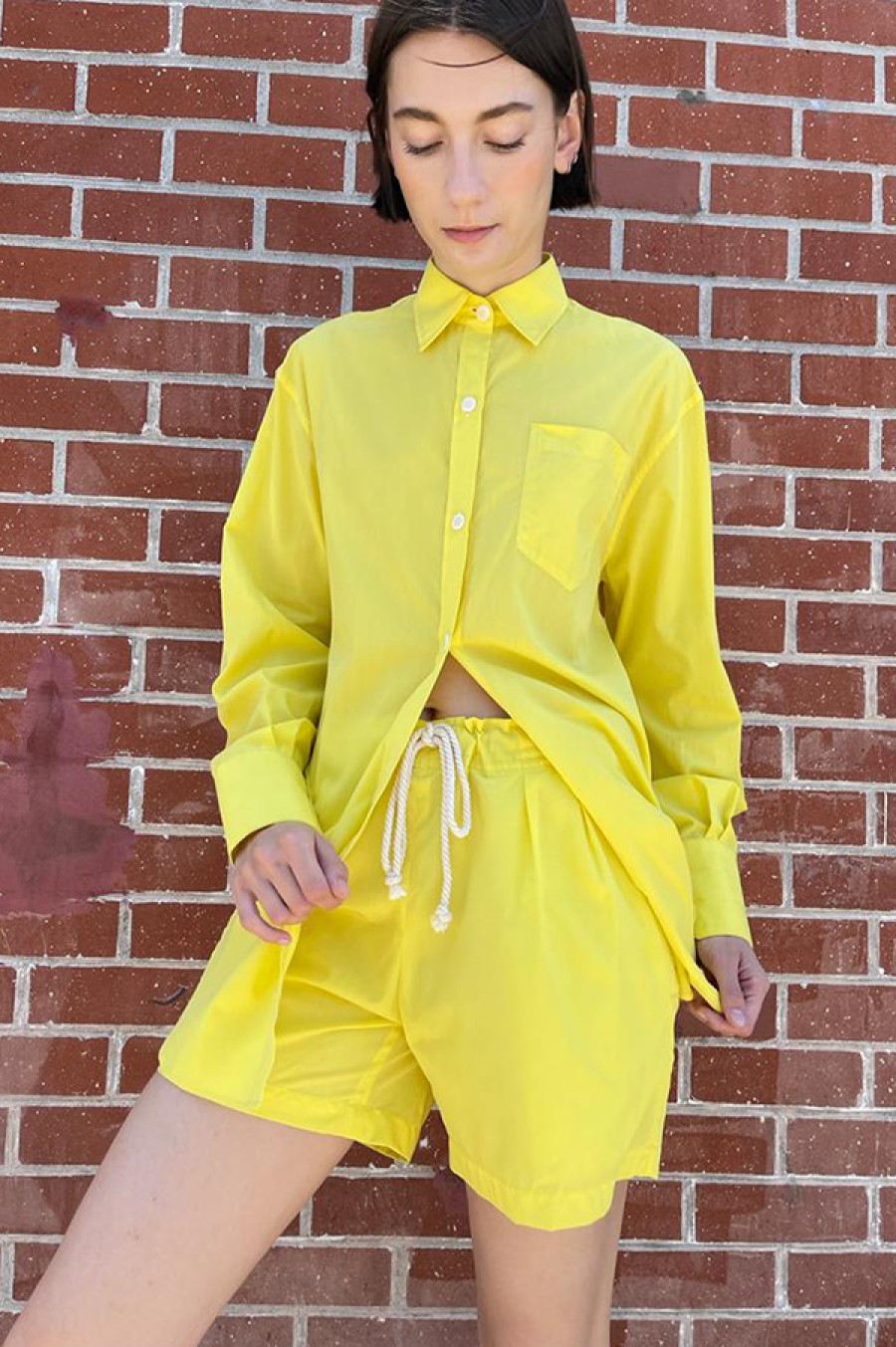 Maria McManus | Drawstring Short In Acid Yellow