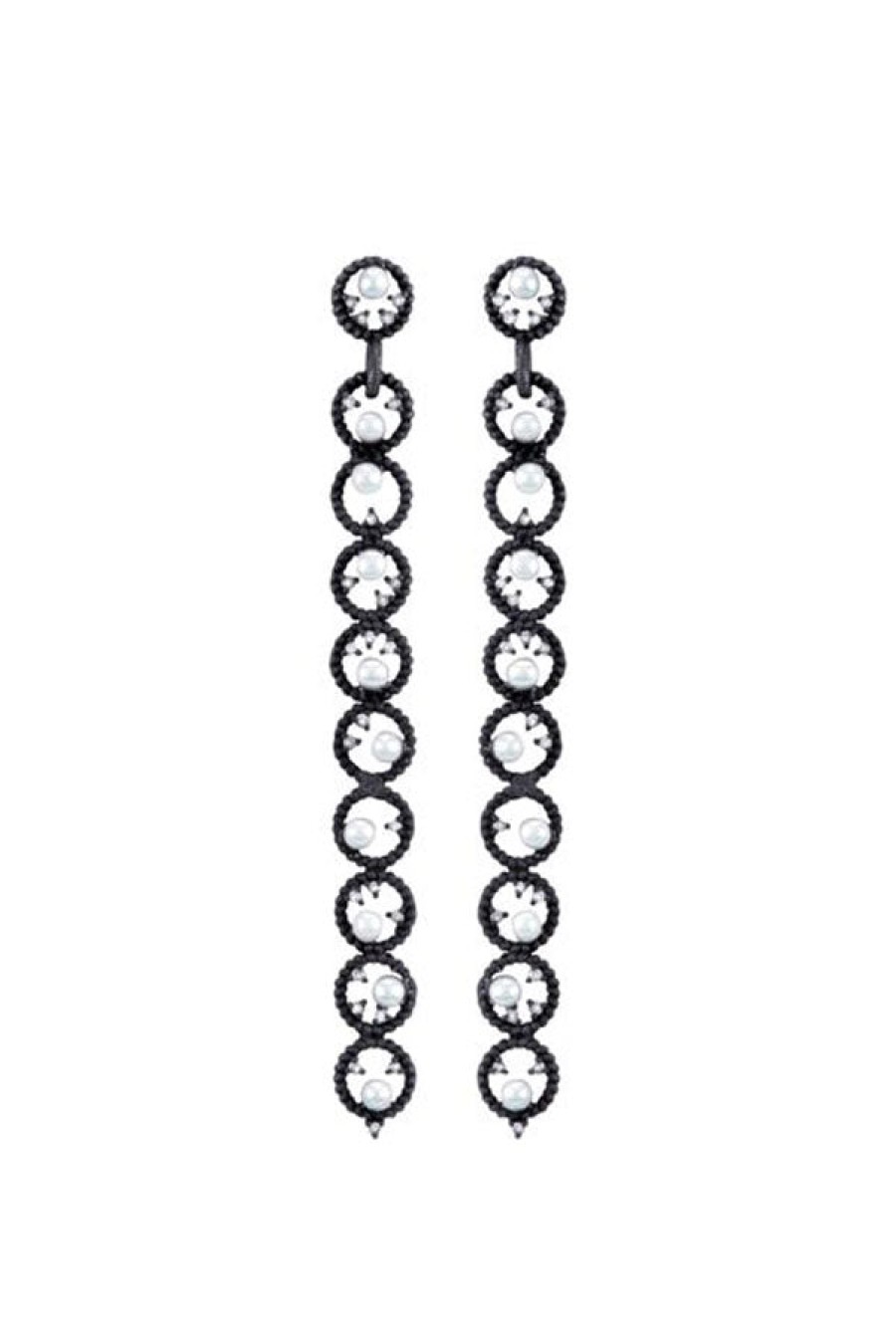 Nancy Newberg | Silver, Pearl, And Diamond Line Earrings