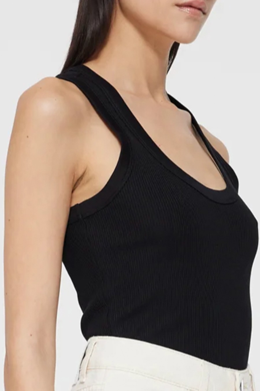 Róhe | Mercerized Cotton Low Tanktop In Black