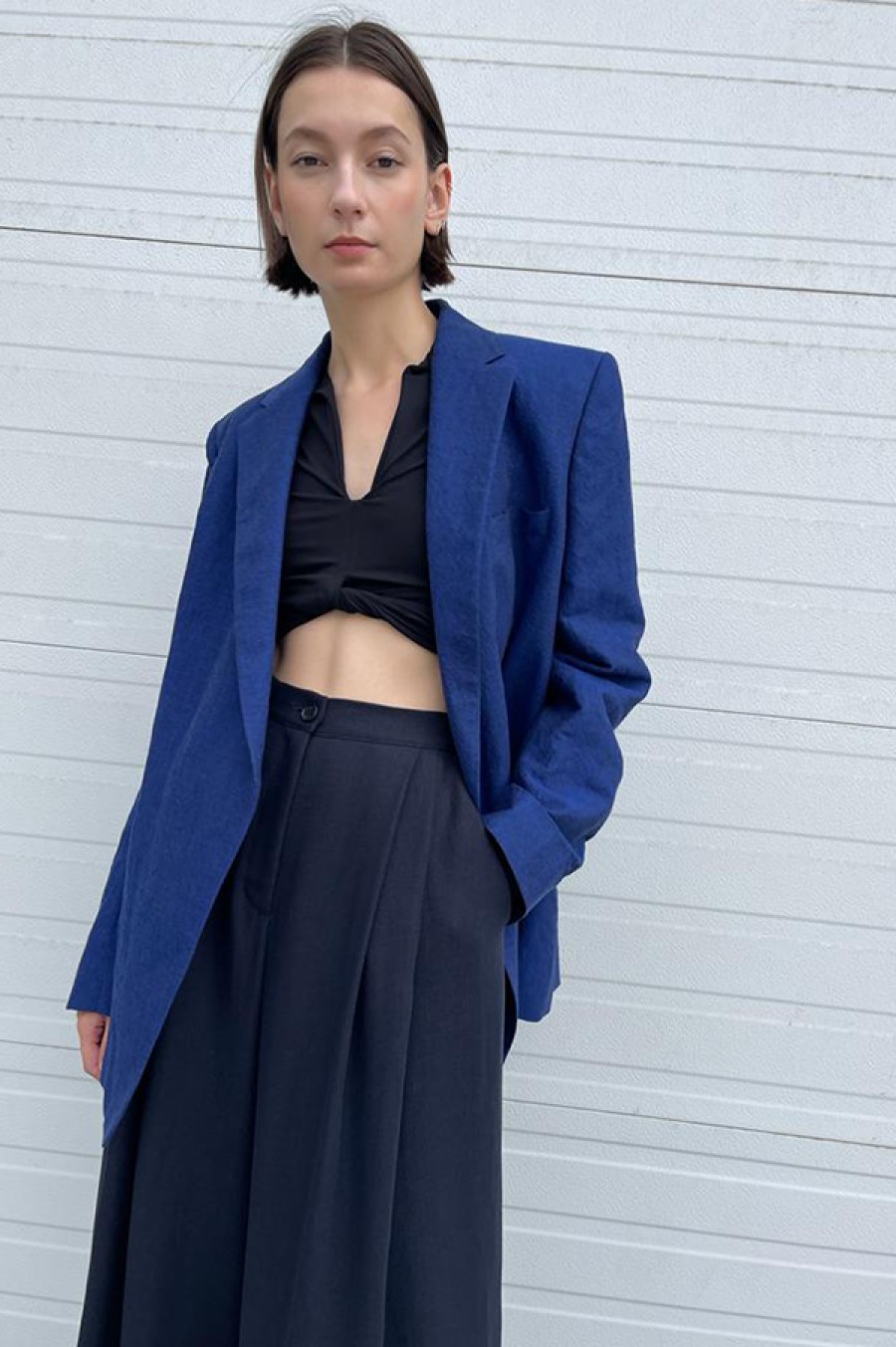 Dusan | Wide Leg Linen Pants In Navy