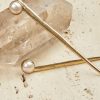 Aesa | Long Brass Pearl Earrings