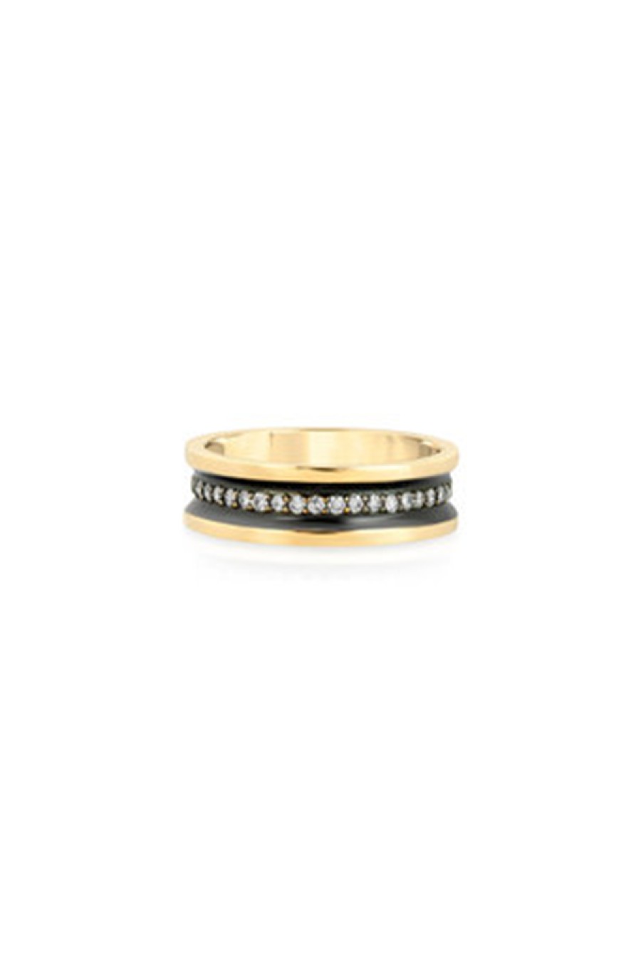 Nancy Newberg | Diamond Line 14K Gold Thin Band With Black Ruthenium Trim