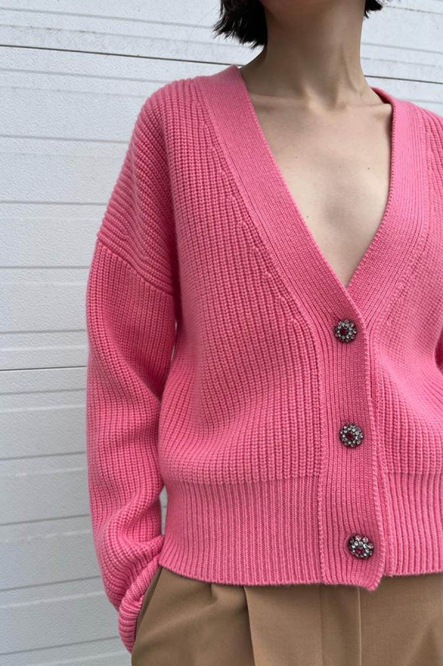 Odeeh | Crystal Buttons Cardigan In Candy Pink (Sold Out)