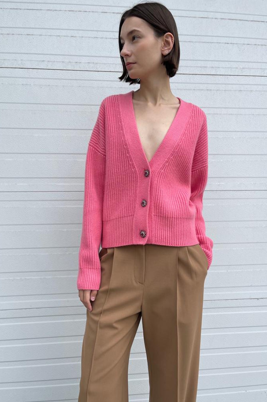 Odeeh | Crystal Buttons Cardigan In Candy Pink (Sold Out)