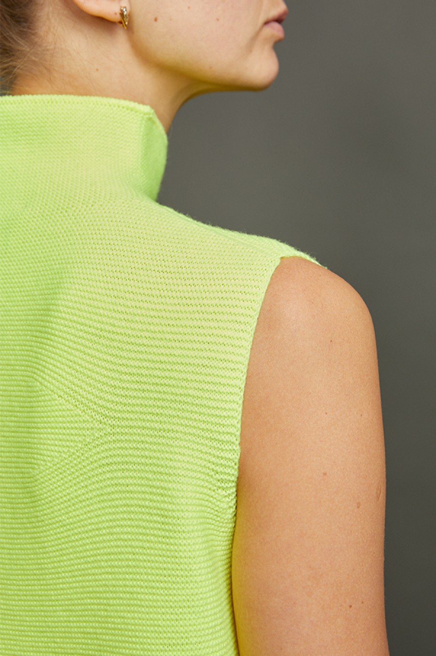 Christian Wijnants | Kewi Whole Garment Knit Sleeveless Top In Fluorescent Yellow (Sold Out)