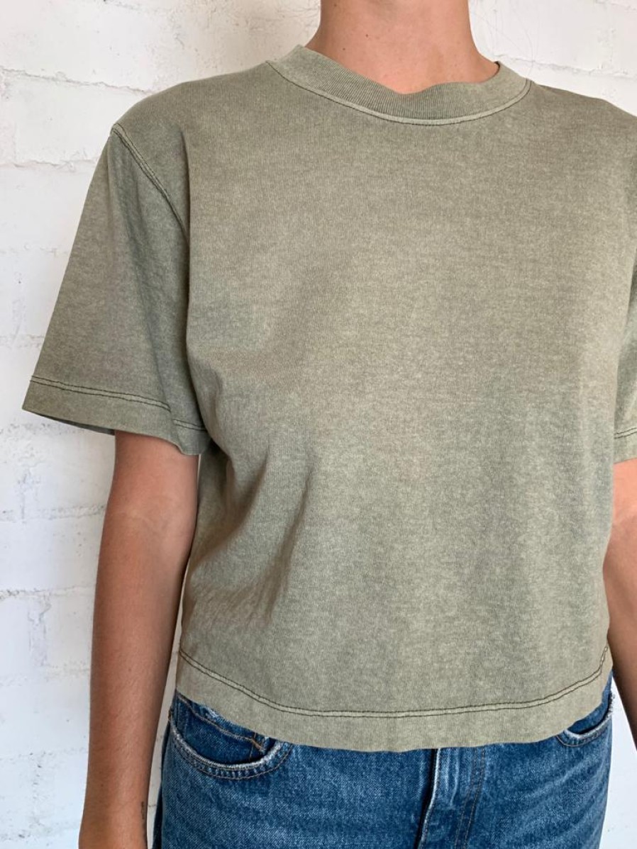 RicherPoorer | Surplus Green Women'S Relaxed Crop Tee (Sold Out)