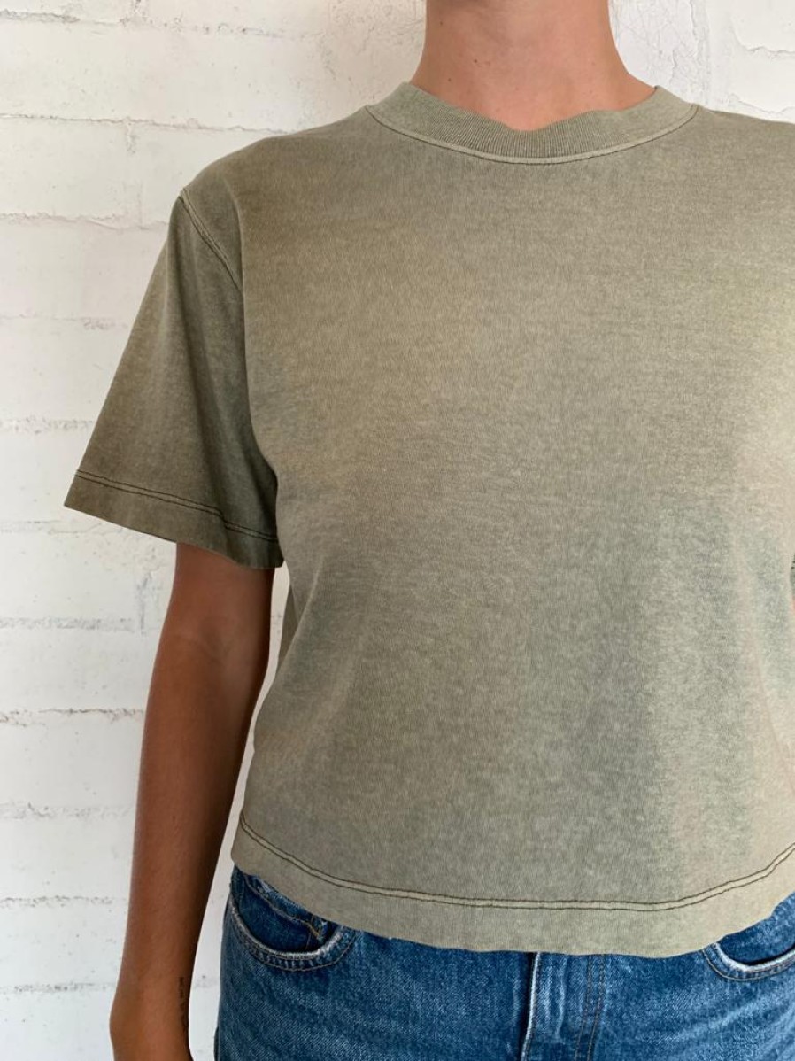 RicherPoorer | Surplus Green Women'S Relaxed Crop Tee (Sold Out)