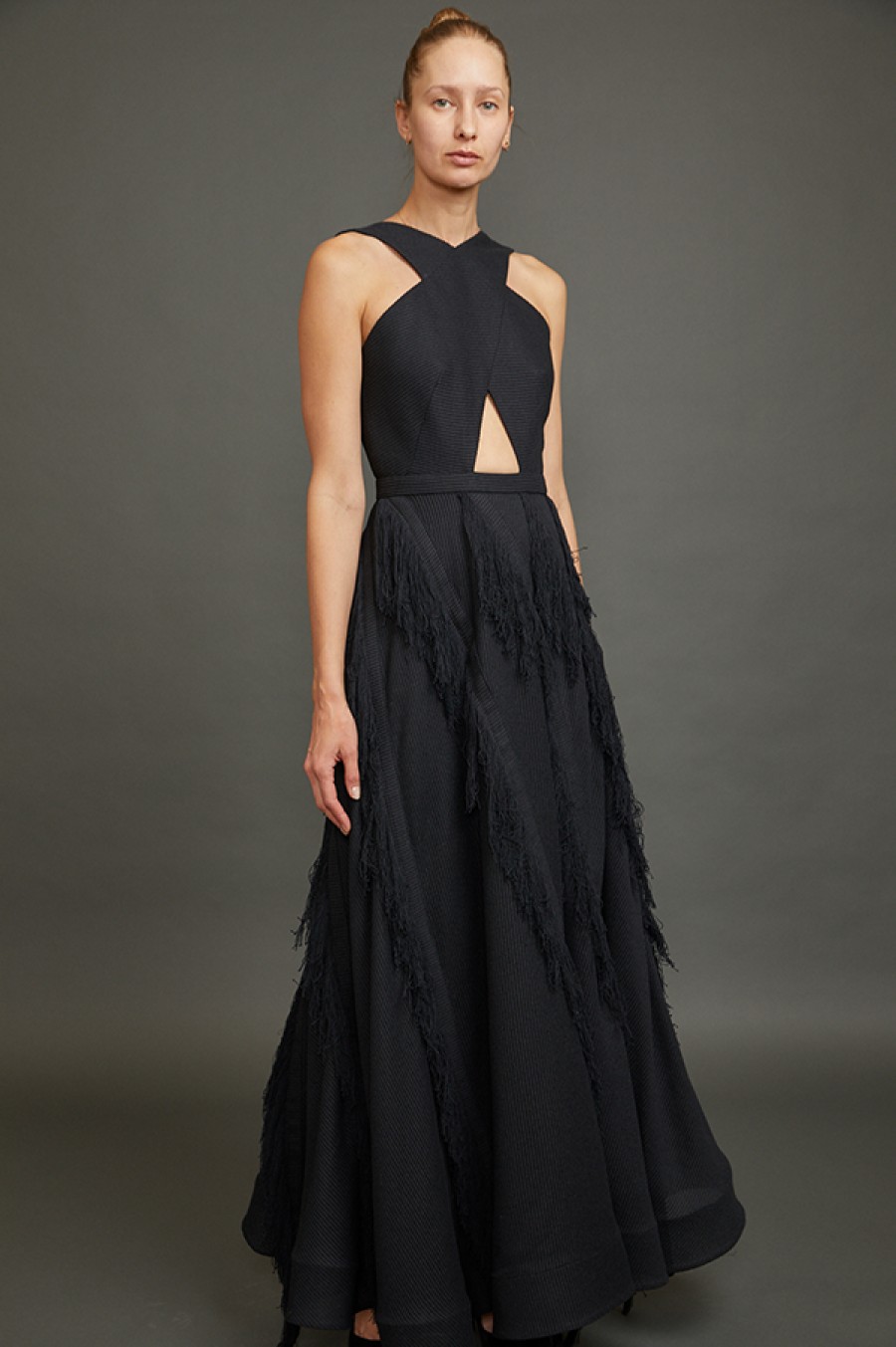 Valery Kovalska | Woven Fringe Maxi Dress In Black (Sold Out)