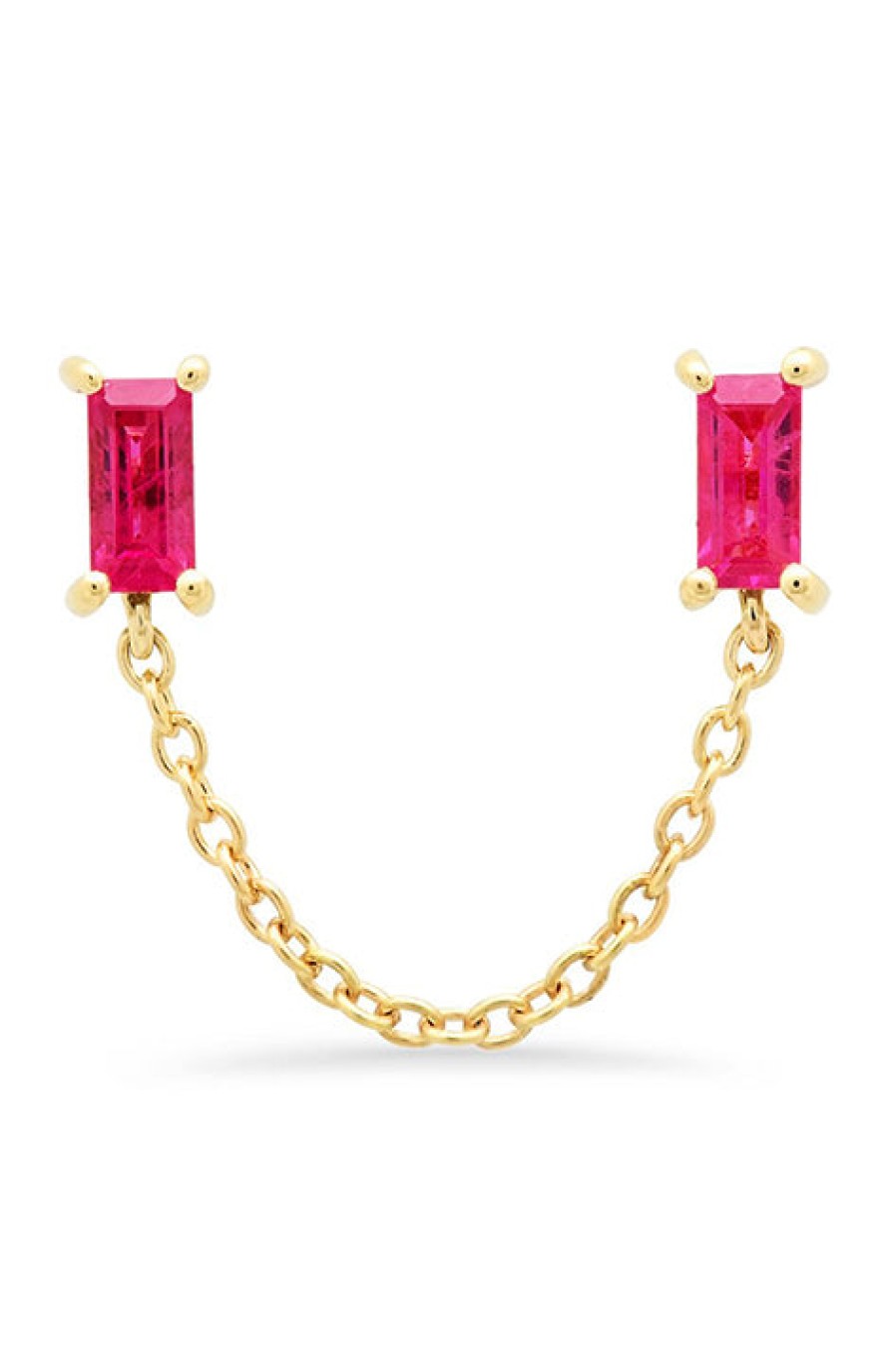 Eriness | Ruby Baguette Chain Stud