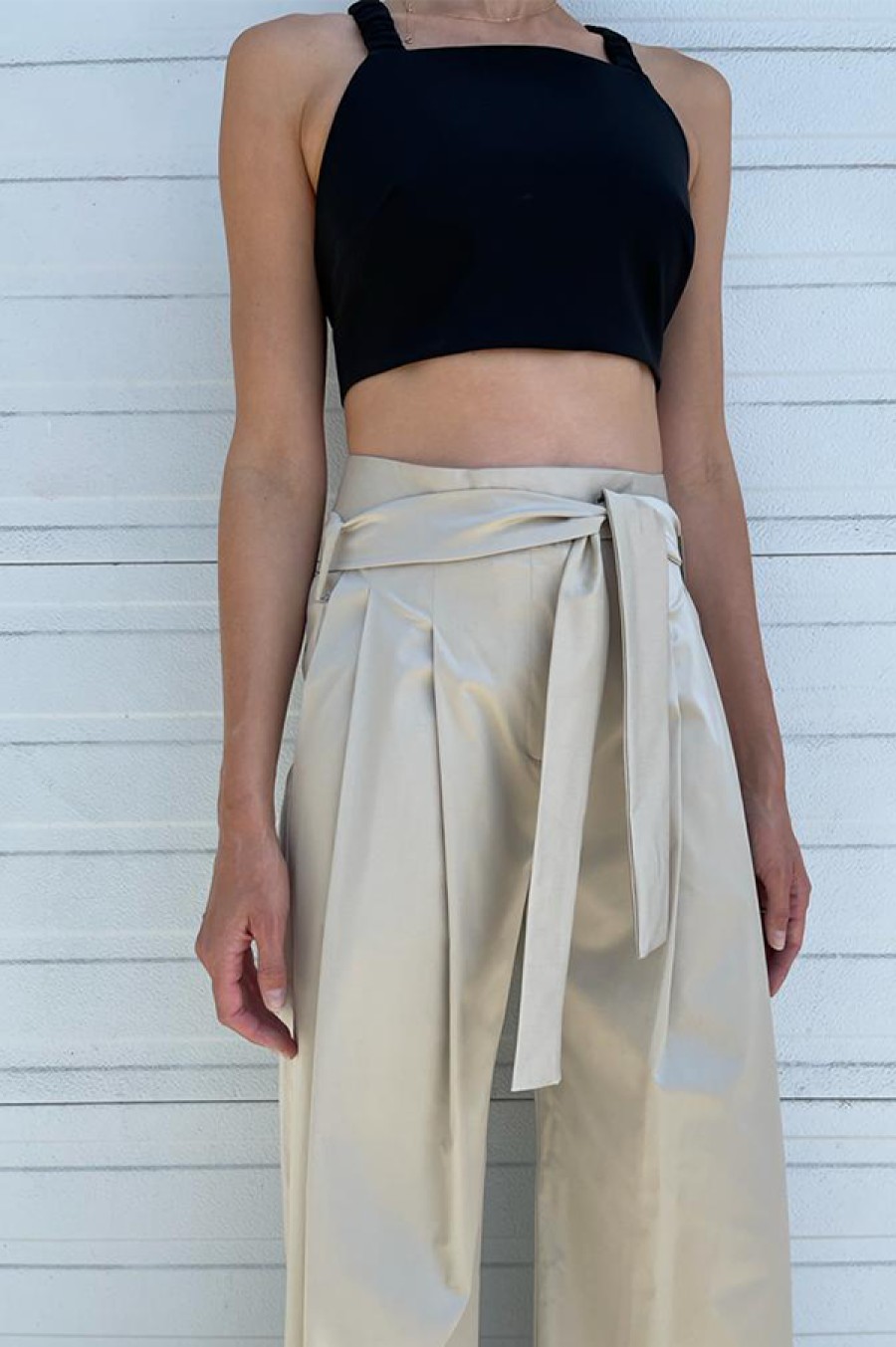 Dusan | Wide Leg Pant With Belt In Cream