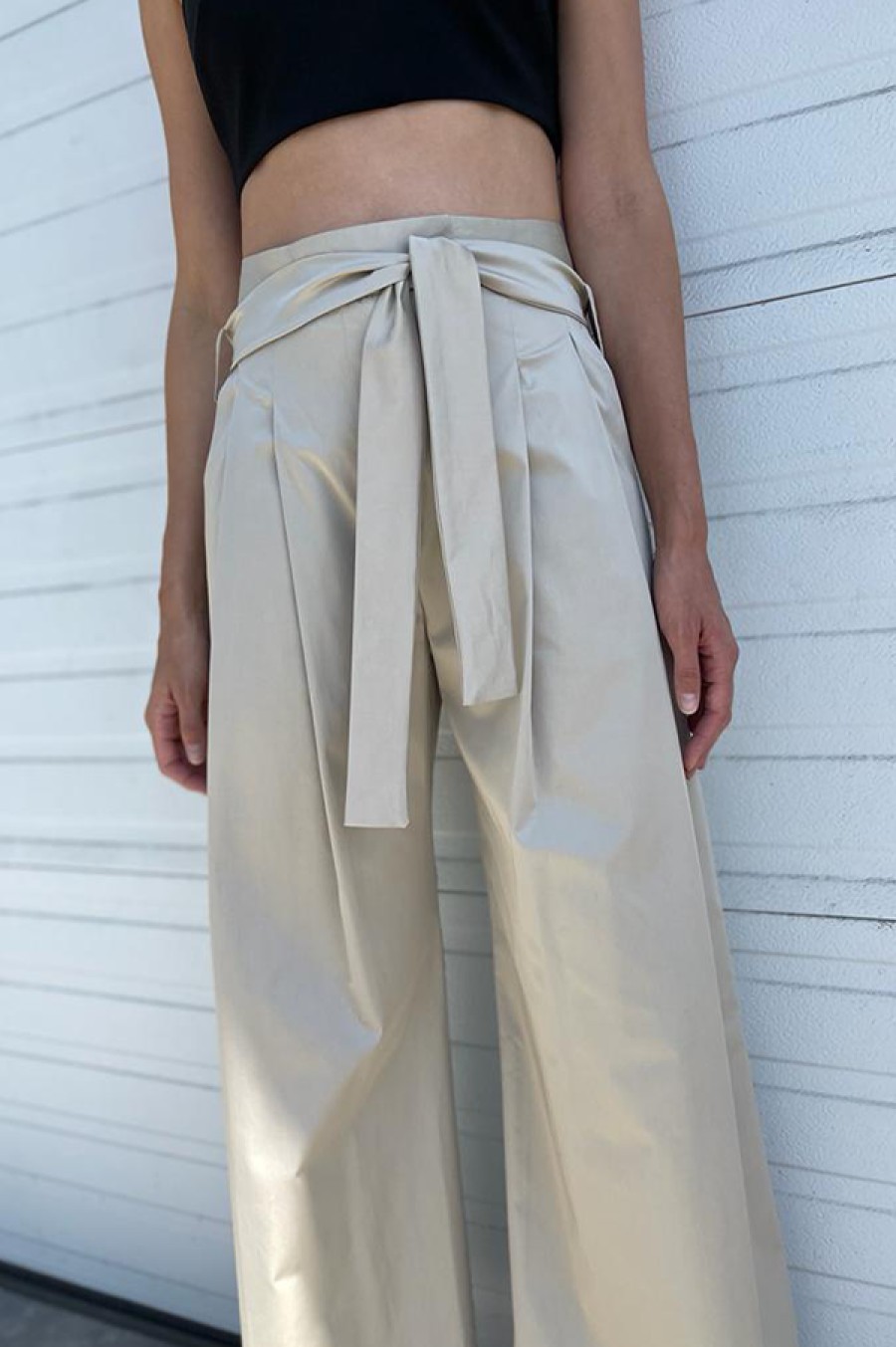 Dusan | Wide Leg Pant With Belt In Cream