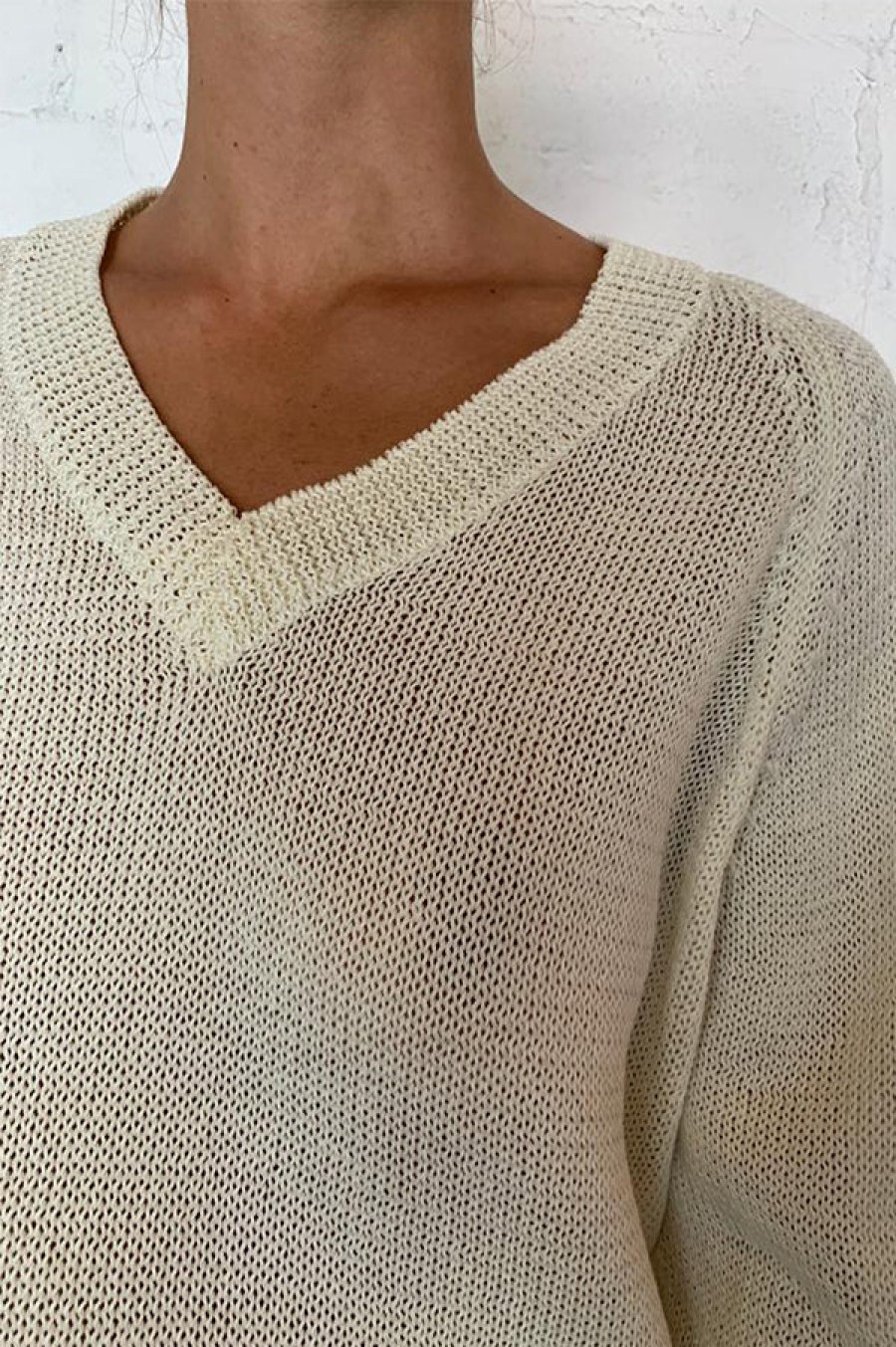 Christian Wijnants | Kohen Ecru Open Weave V-Neck Sweater