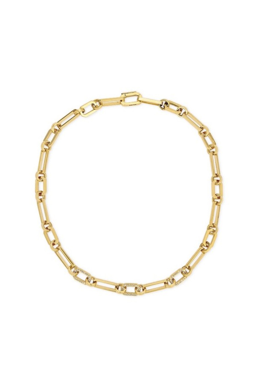 Nancy Newberg | Mixed Link Necklace With 3 Center Diamond Links