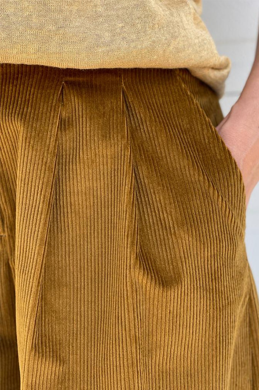 Dusan | High Waist Cashmere Cords In Golden Brown