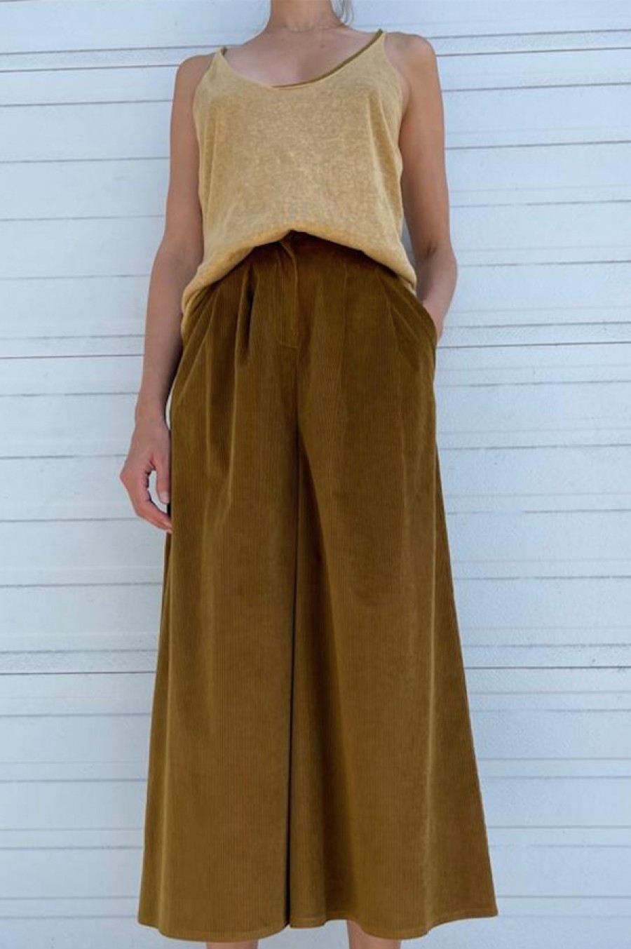 Dusan | High Waist Cashmere Cords In Golden Brown