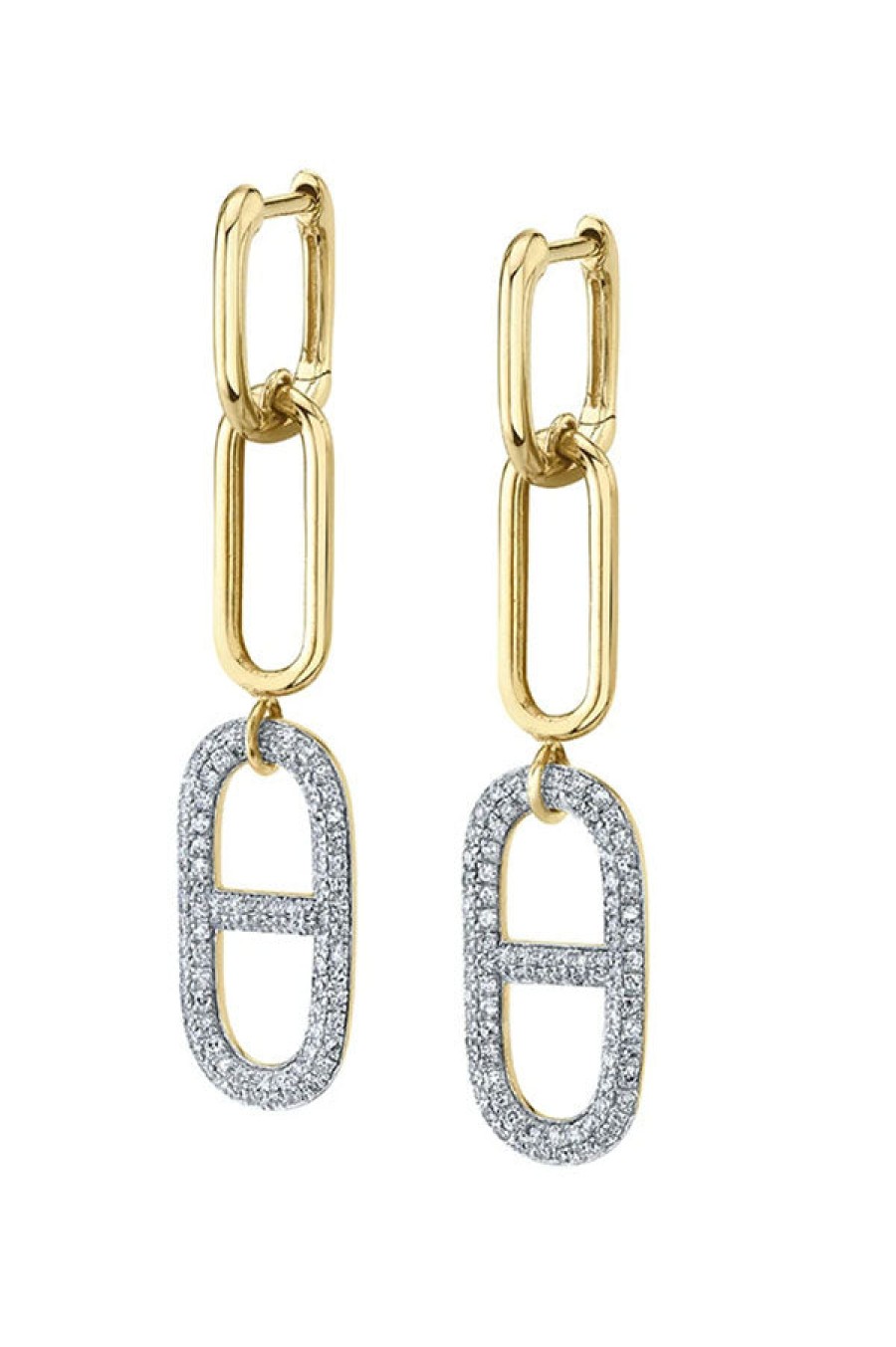 Gabriela Artigas | Stirrup Link Earrings With White Pave Diamonds