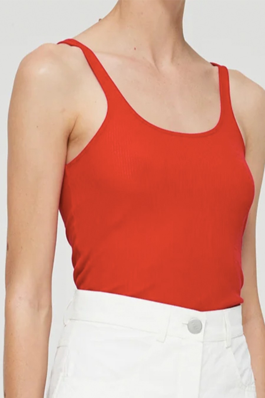 Róhe | Fine Ribbed Tank In Red