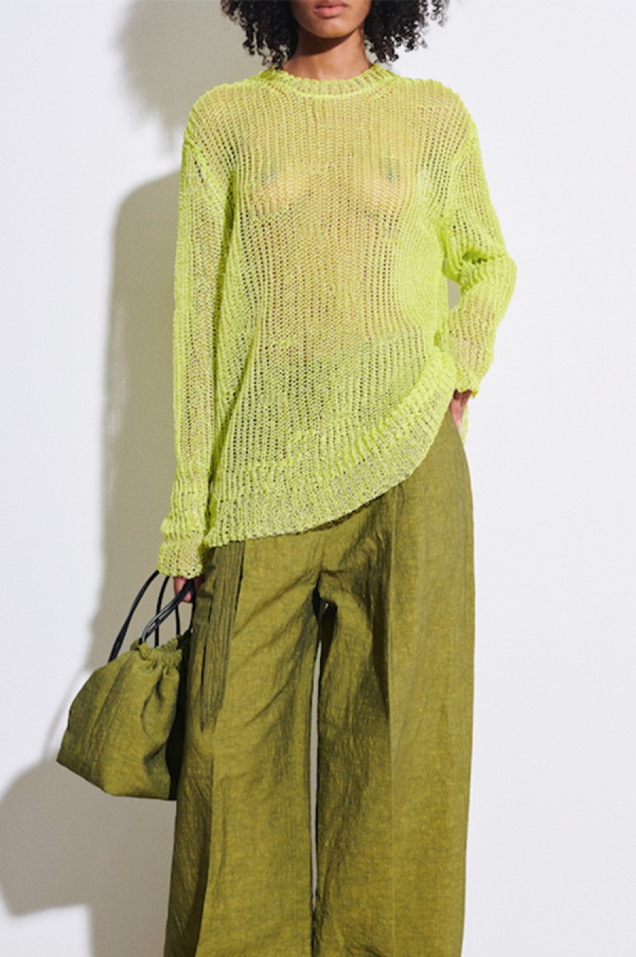 Christian Wijnants | Kuma Open Knit Sweater In Neon Yellow