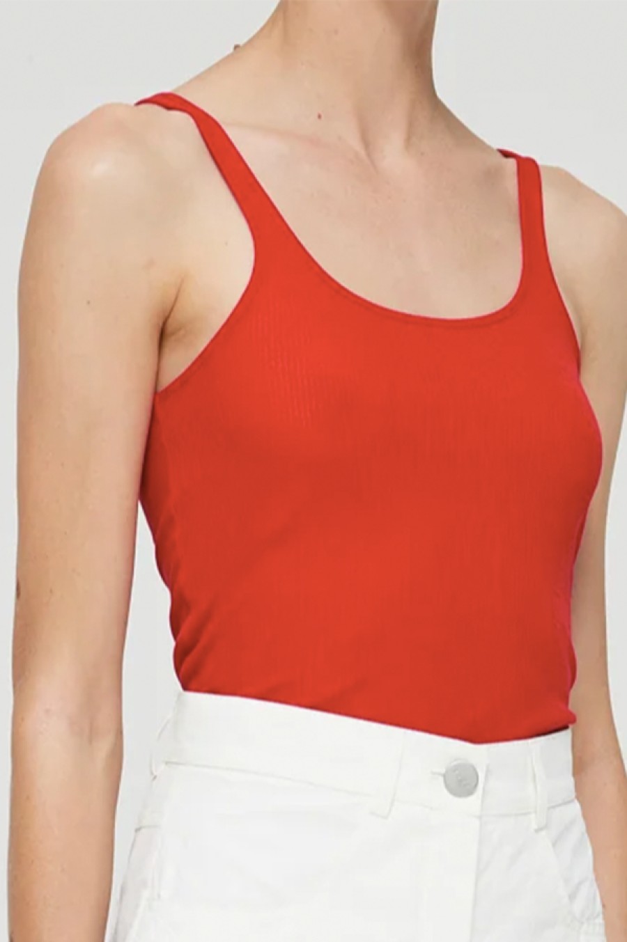 Róhe | Fine Ribbed Tank In Red