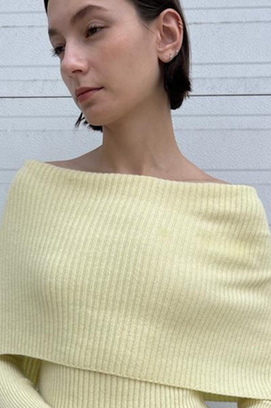 Maria McManus | Ribbed Cape Sweater In Pale Yellow