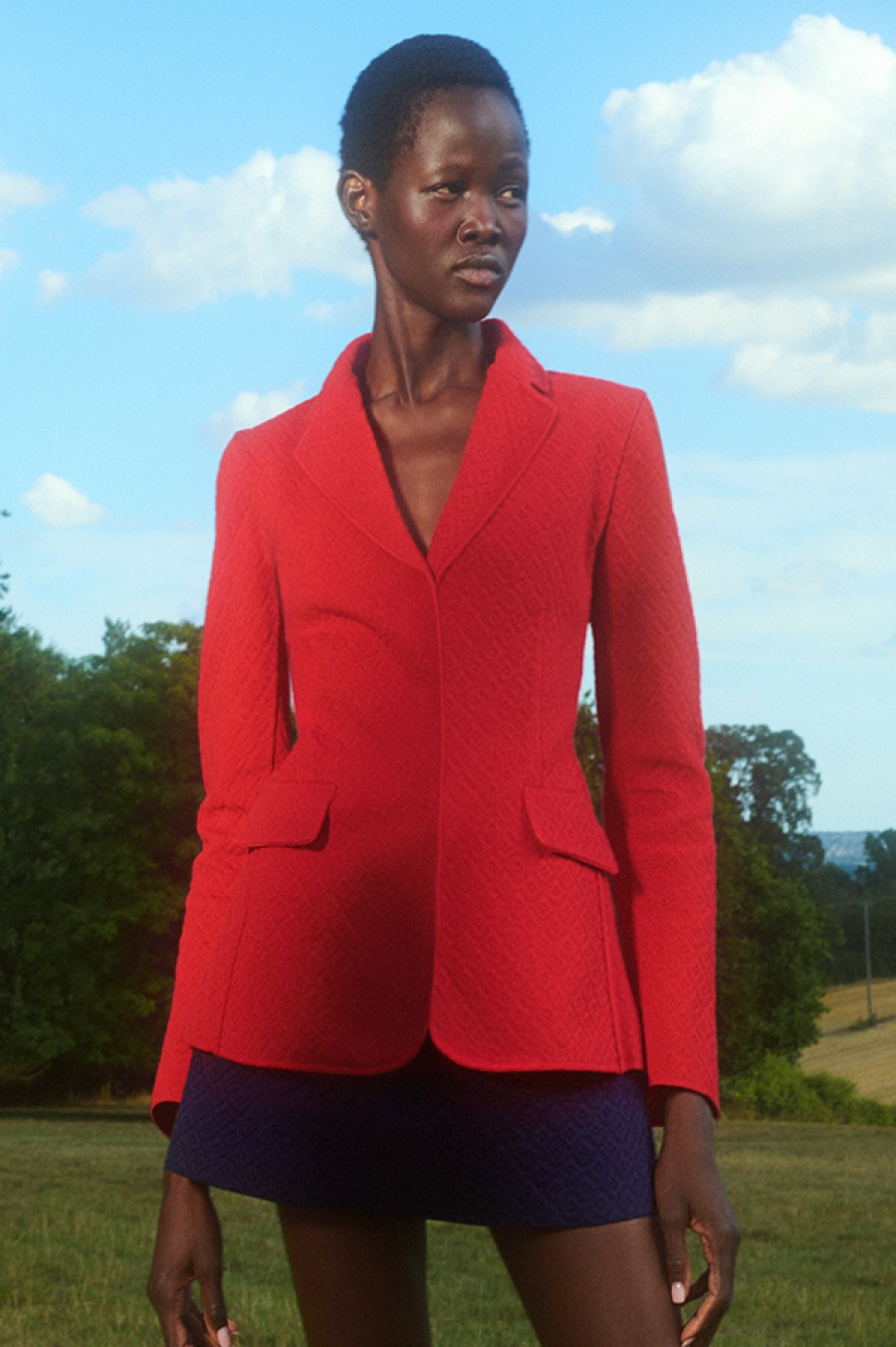 High Sport | Remi Stretch-Cotton Diamond-Jacquard Jacket In Red