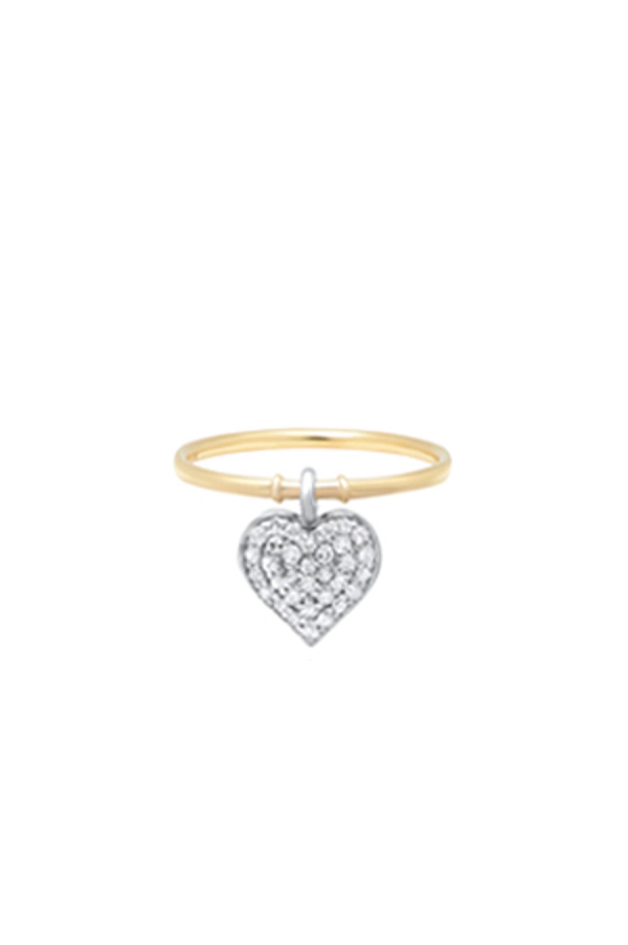 Nancy Newberg | Double Sided Diamond Heart Charm On 14K Yellow Gold Band