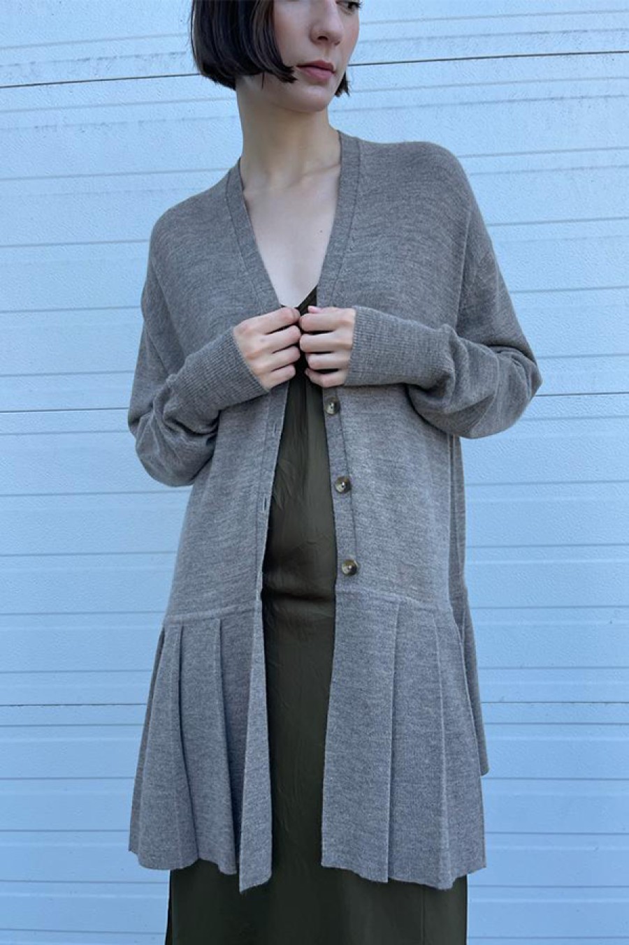 Lauren Manoogian | Pleat Cardigan In Rock