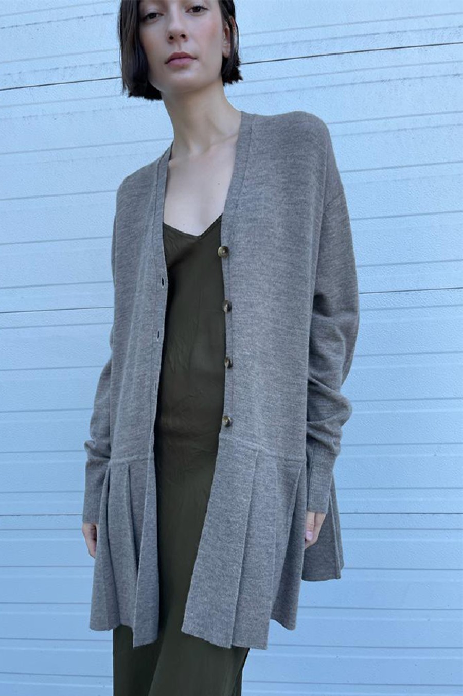 Lauren Manoogian | Pleat Cardigan In Rock