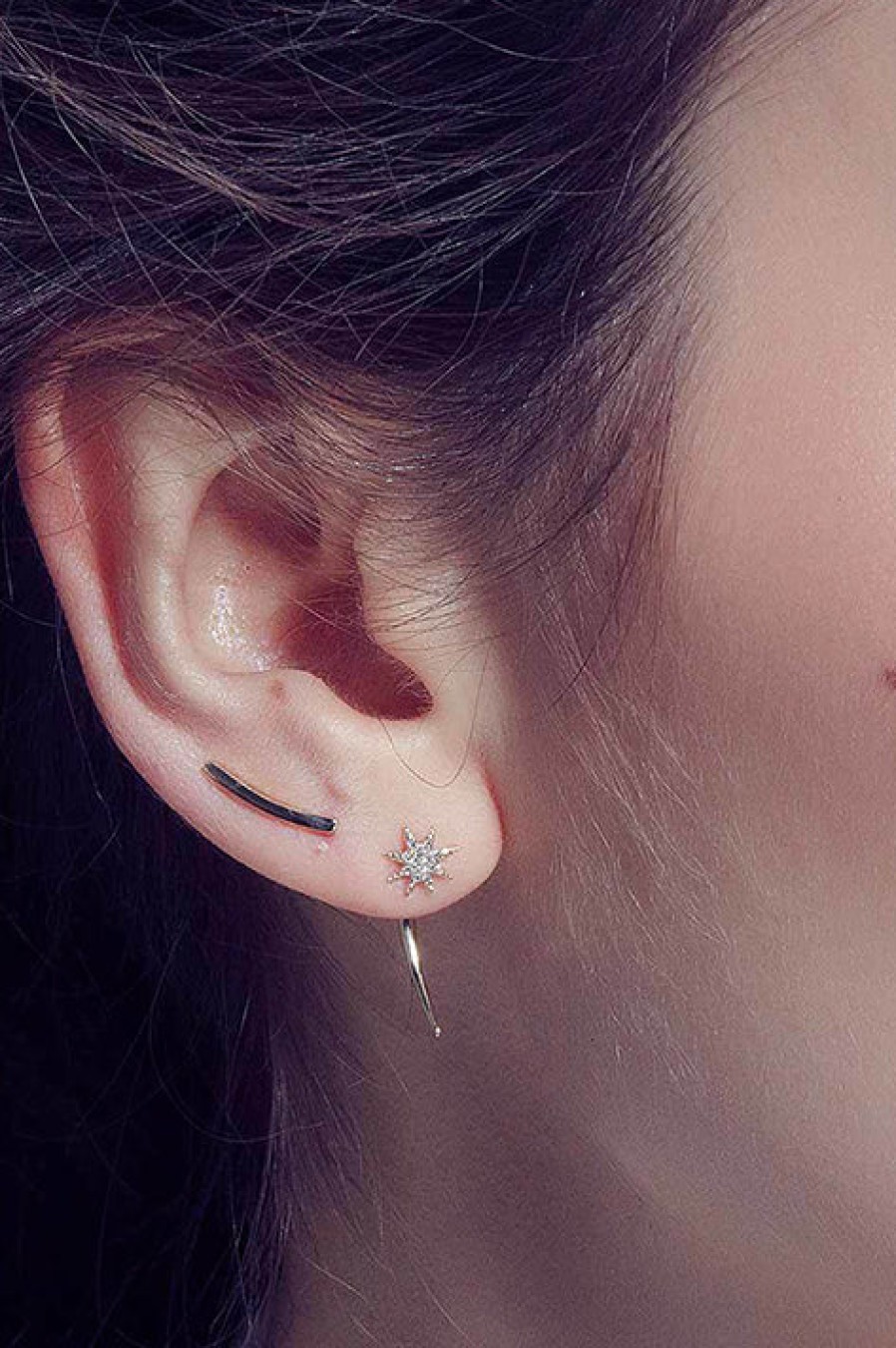 Gabriela Artigas | Single Shooting Star Earrings With Pave Diamonds (Pair)