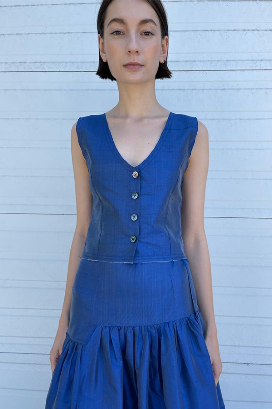 Chelsea Mak | D'Orsay Top In Blue