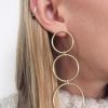 Eriness | Large Triple Loops With Diamond Links Earrings