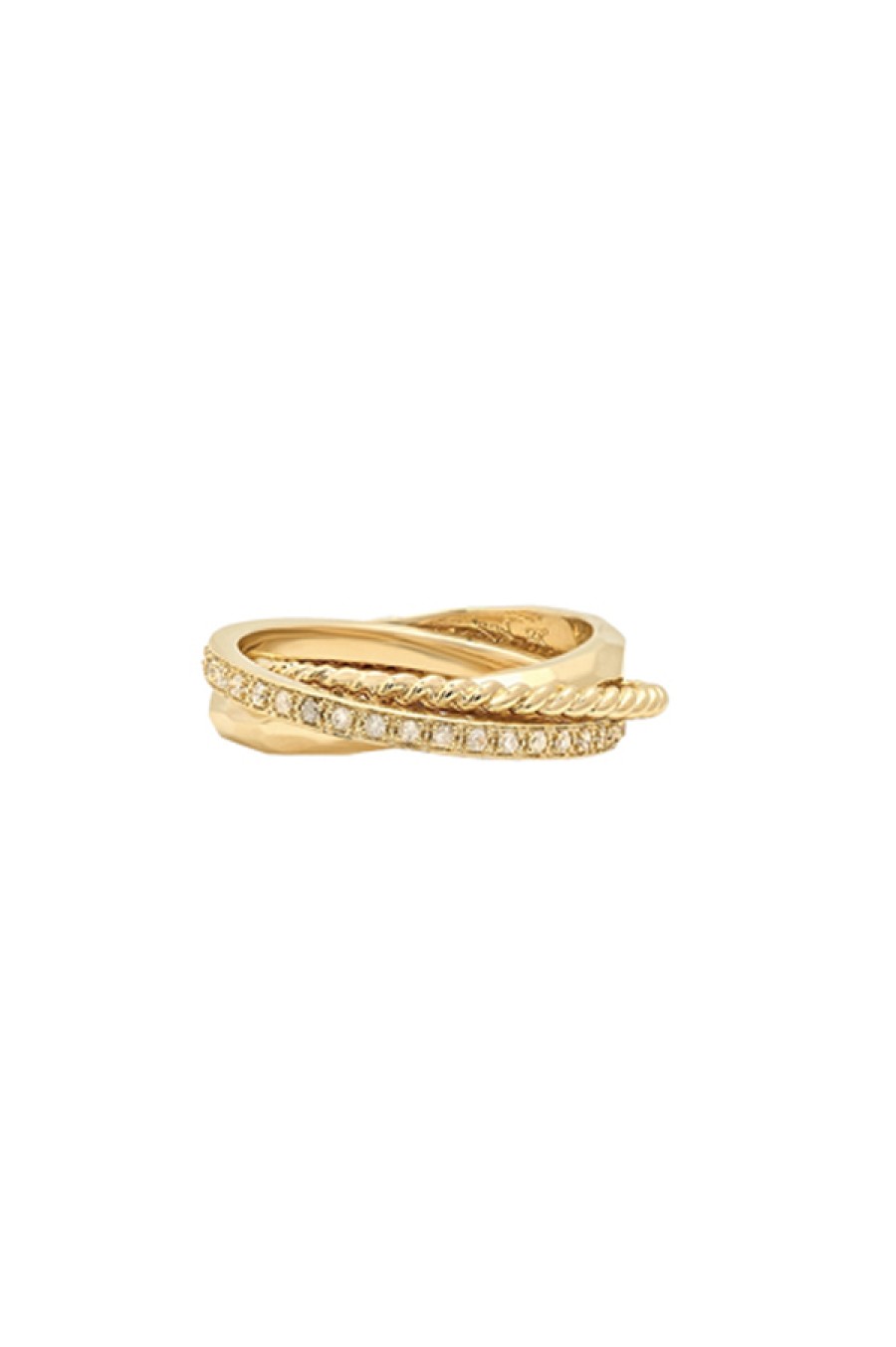 Nancy Newberg | 14K Yellow Gold And Diamond Triple Rolling Ring