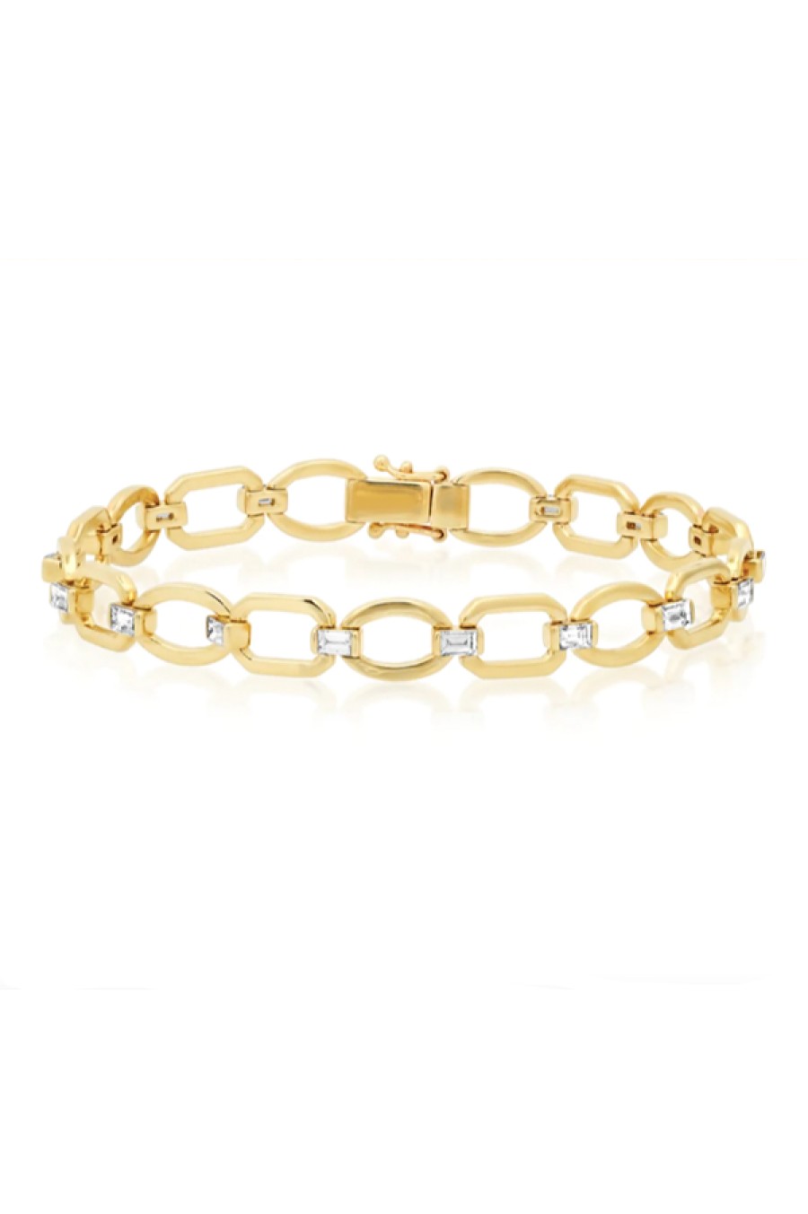 Eriness | Diamond Baguette Flat Link Bracelet