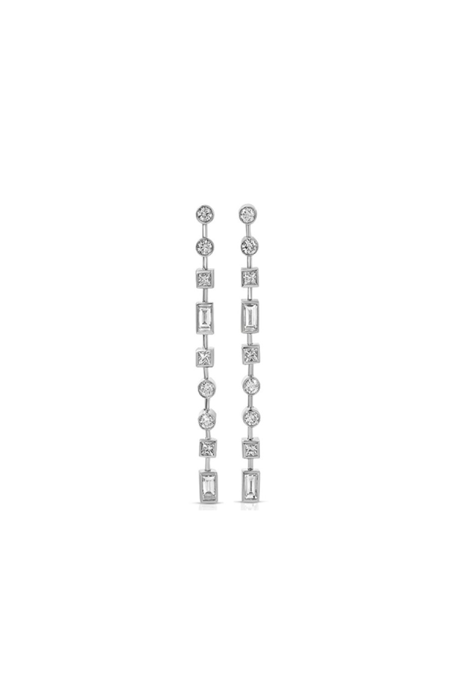 Nancy Newberg | Long Platinum Diamond Earrings