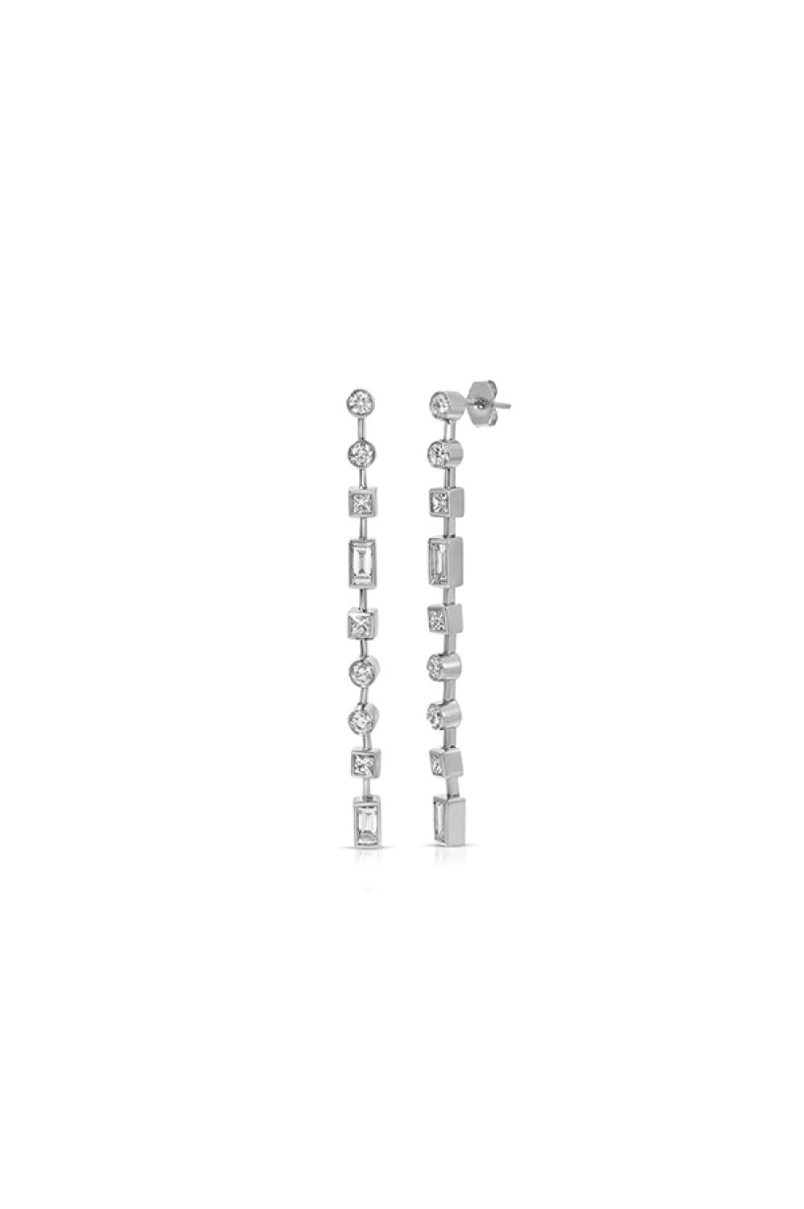 Nancy Newberg | Long Platinum Diamond Earrings