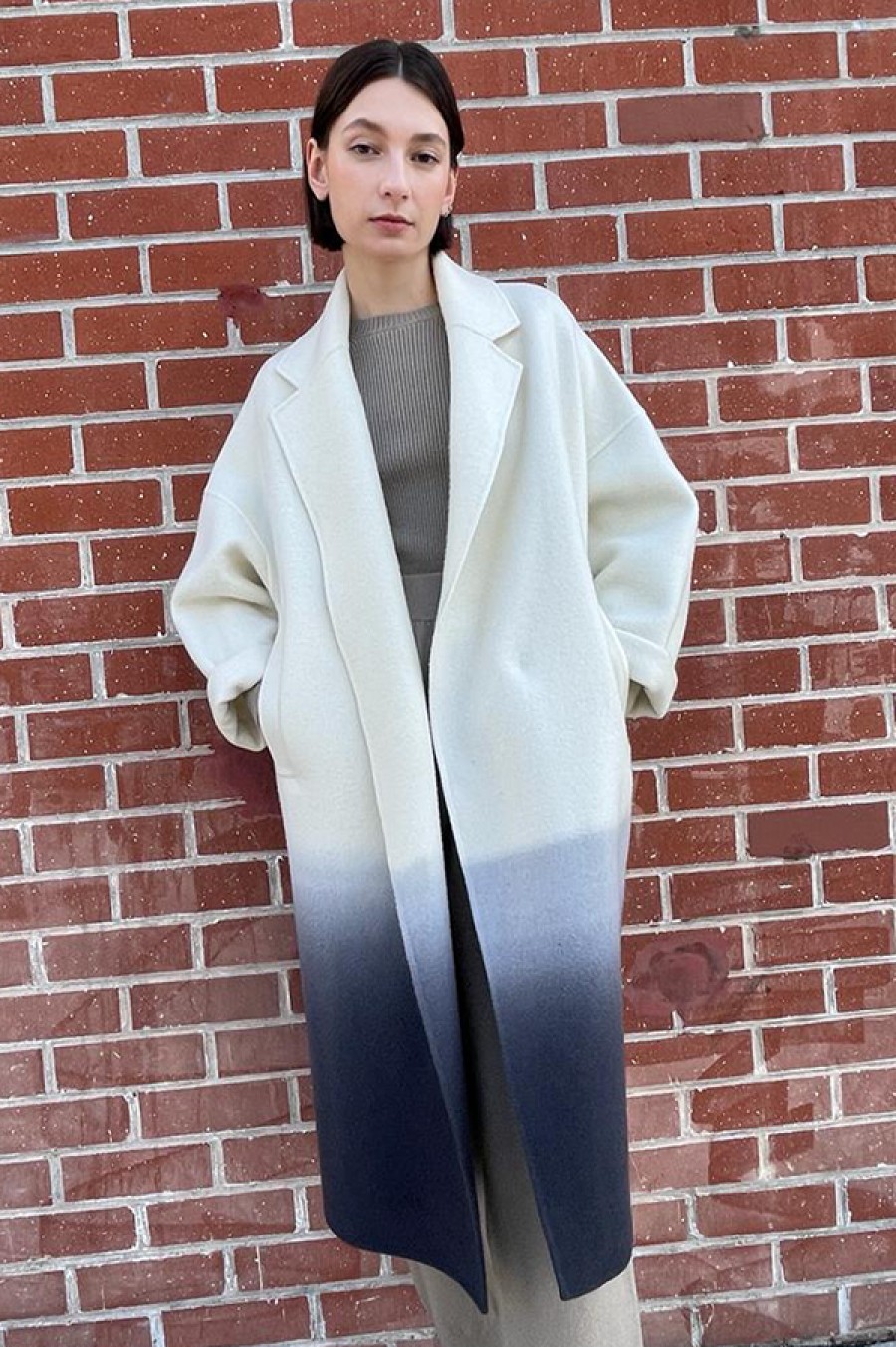 Dusan | Tie Dye Oversized Coat In Cream/Gray