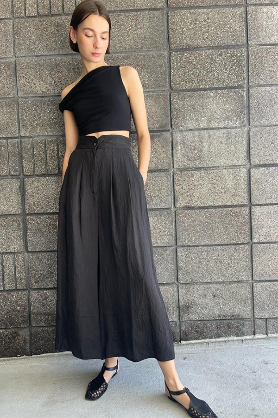 Dusan | High Waist Gazar Pants In Nero