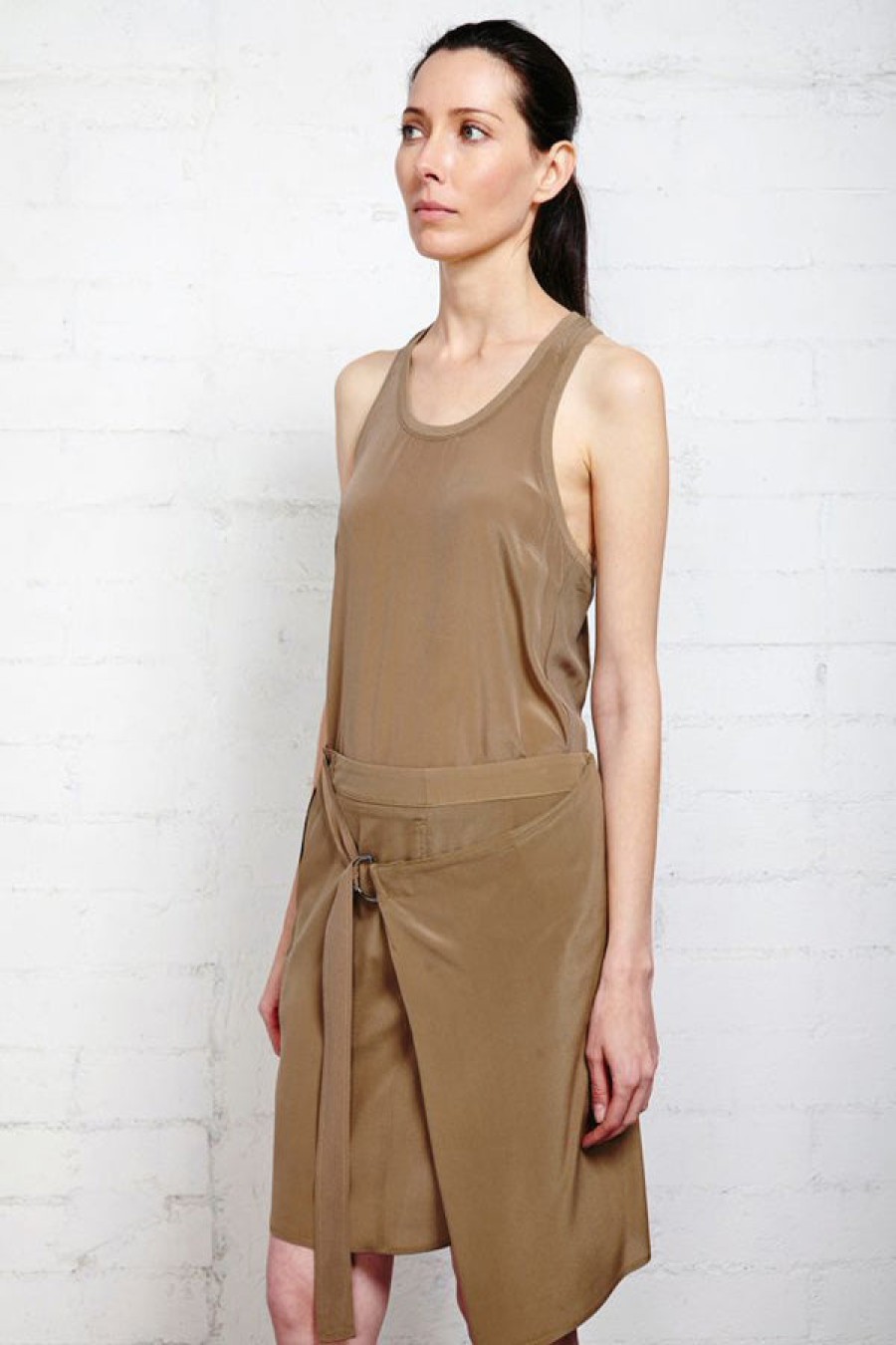 Damir Doma | Resha Silk Taupe Short Wrap Skirt