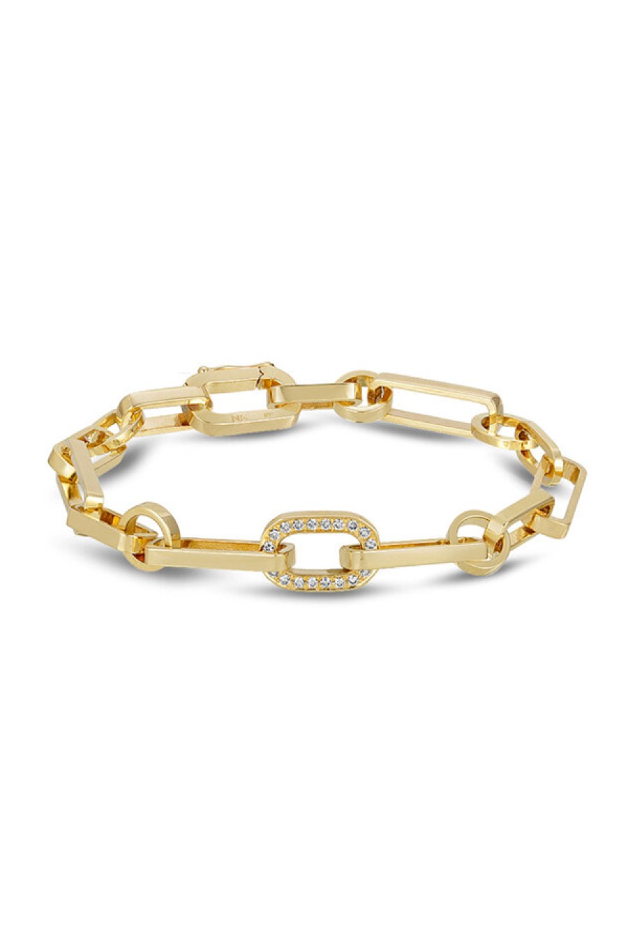 Nancy Newberg | 14K Yellow Gold Bracelet With Center Diamond Link