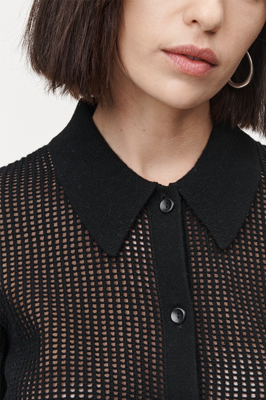 Maria McManus | Mesh Polo Cardigan In Black (Sold Out)