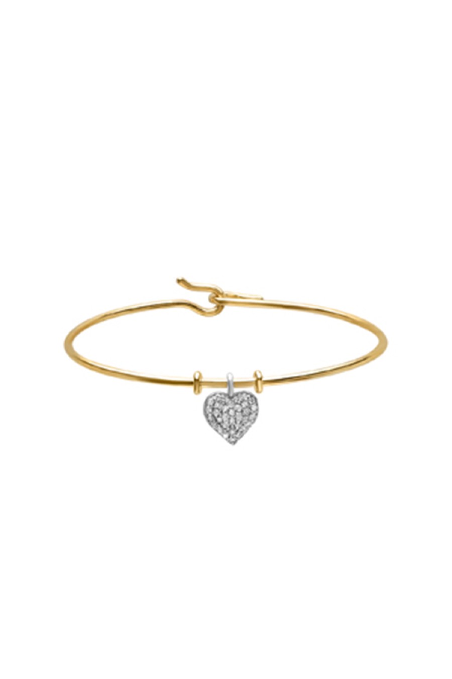 Nancy Newberg | 14K Yellow Gold Bangle With Double-Sided Diamond Heart Charm