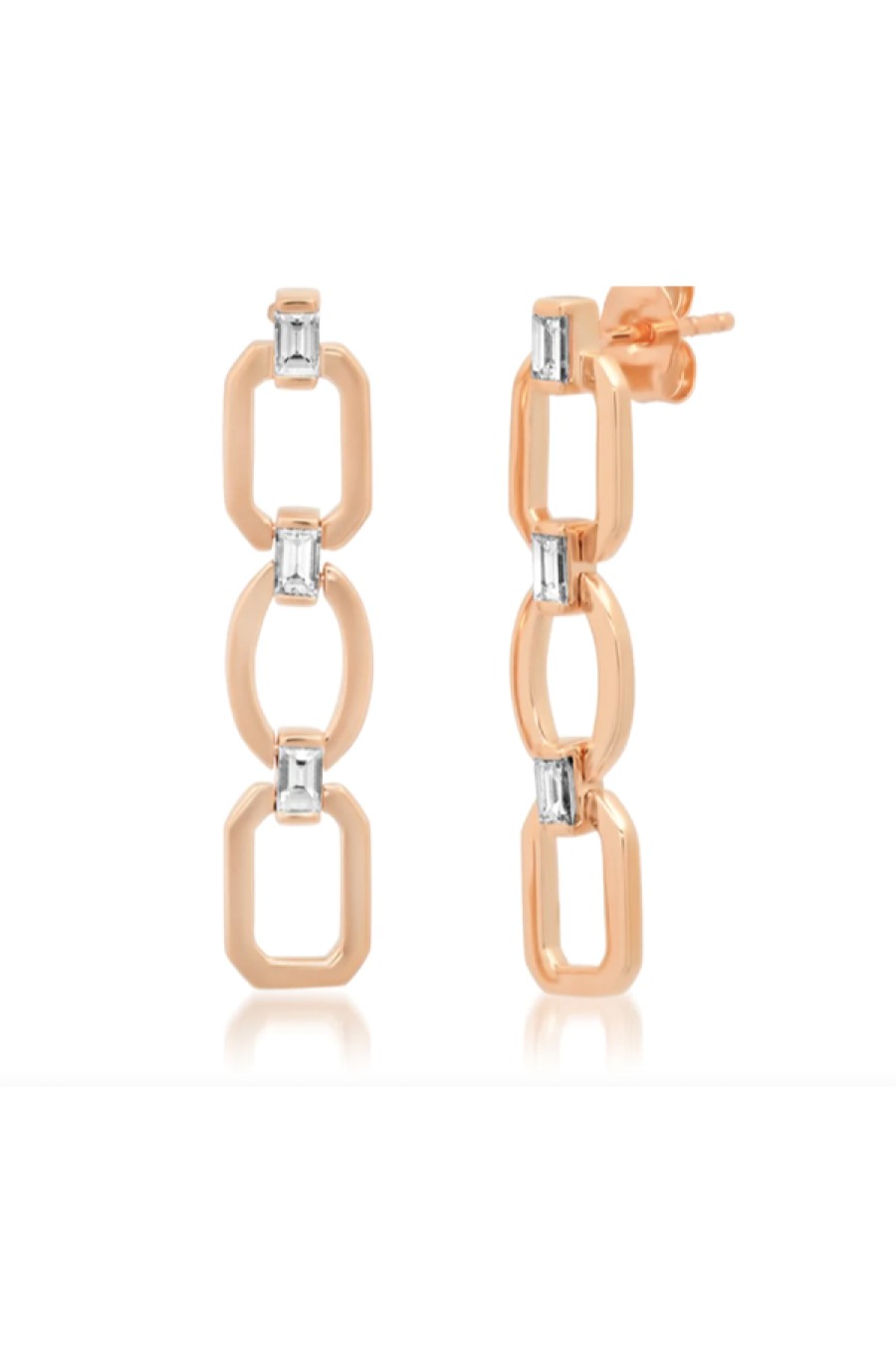 Eriness | Diamond Baguette Flat Link Earring