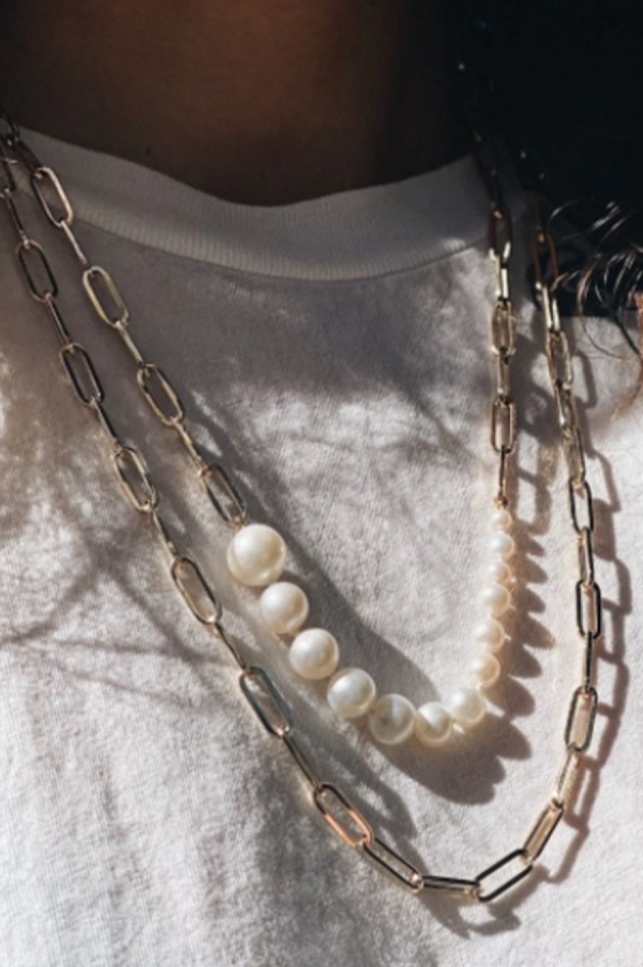 Gabriela Artigas | Ascending Pearls Necklace On Rectangular Chain