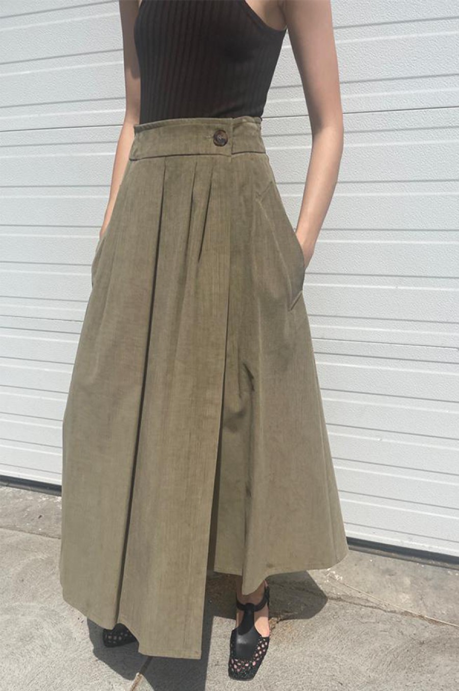 Dusan | Long Corduroy Skirt In Khaki