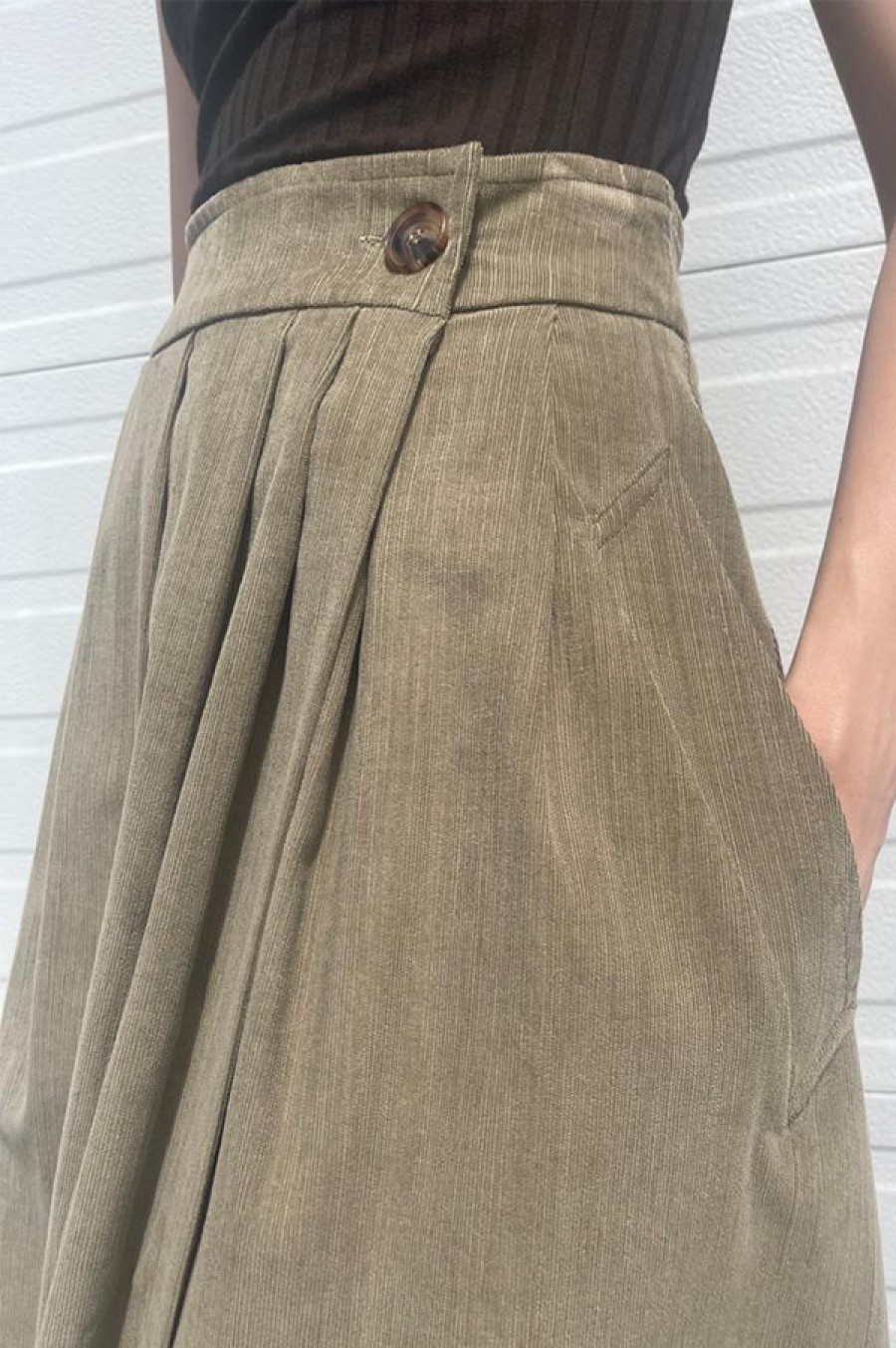 Dusan | Long Corduroy Skirt In Khaki