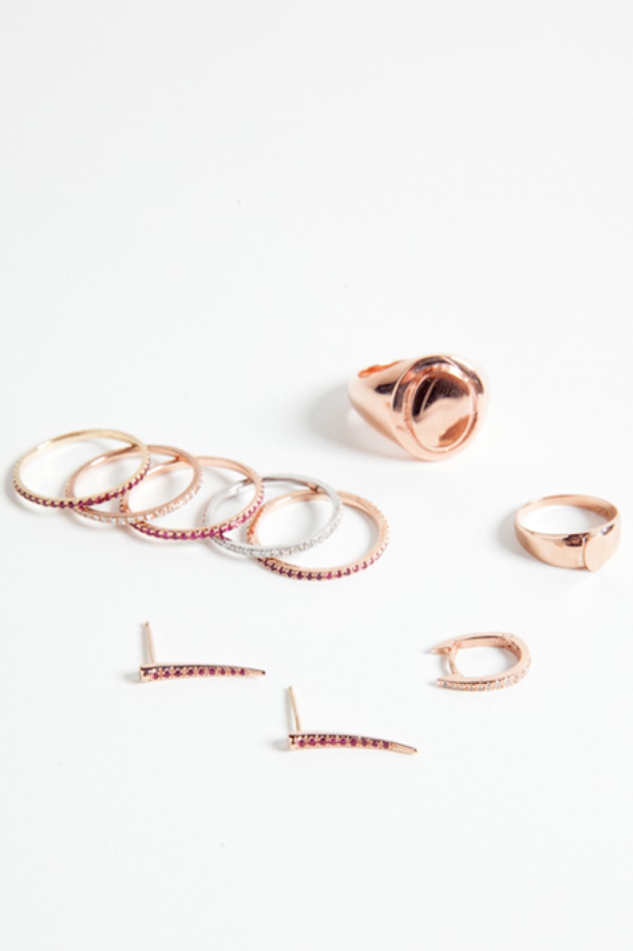 Gabriela Artigas | 14K Rose Gold Ruby Pave Diamond Drop Down Tusk Earring