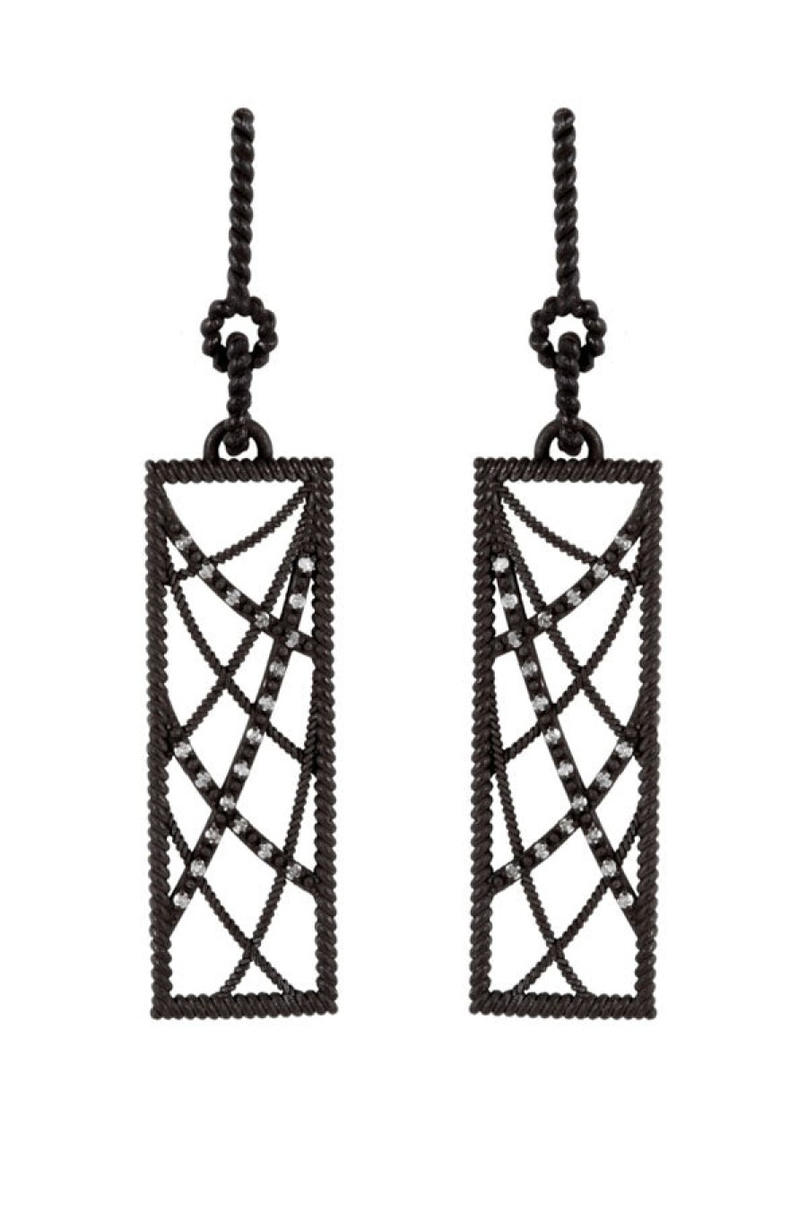 Nancy Newberg | Black + Diamond Rectangular Web Earrings