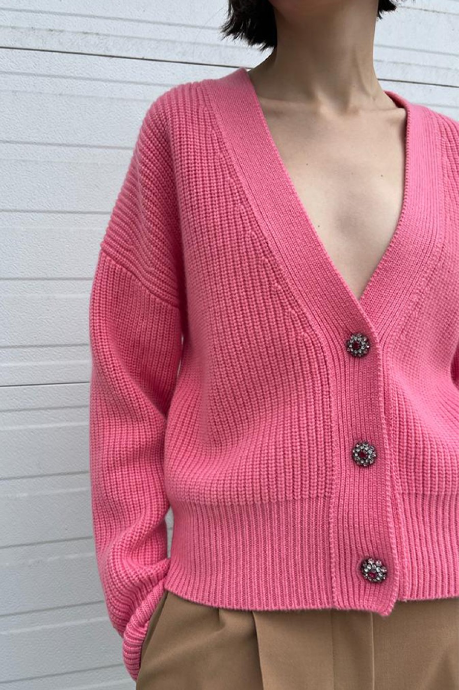 Odeeh | Crystal Buttons Cardigan In Candy Pink (Sold Out)